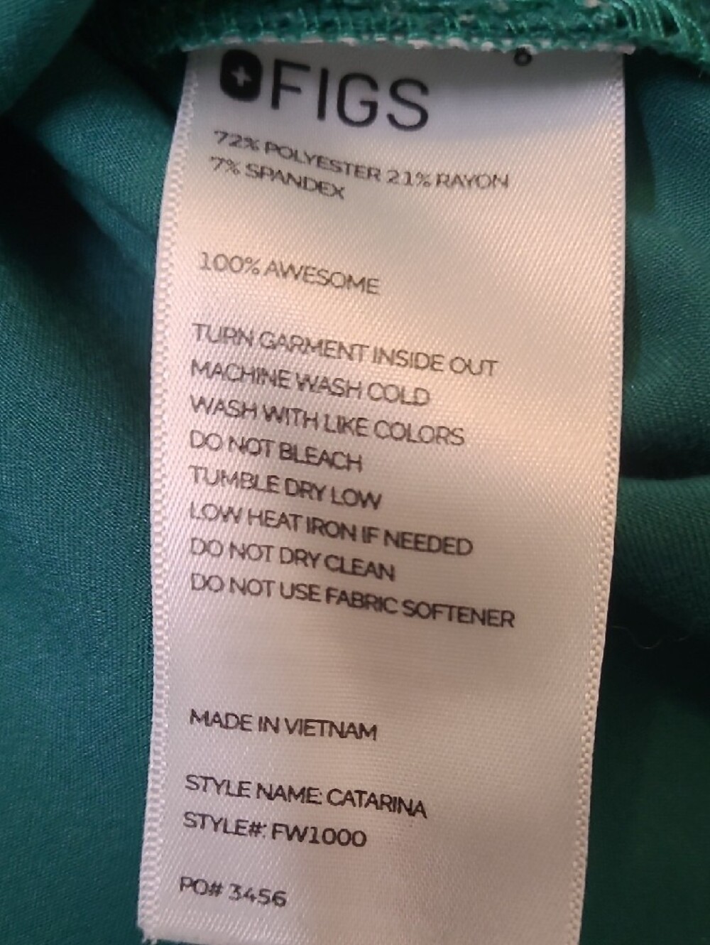 Figs women,s Teal V-Neck Scrub Top and Pants used goodsize L. - Picture 3 of 16
